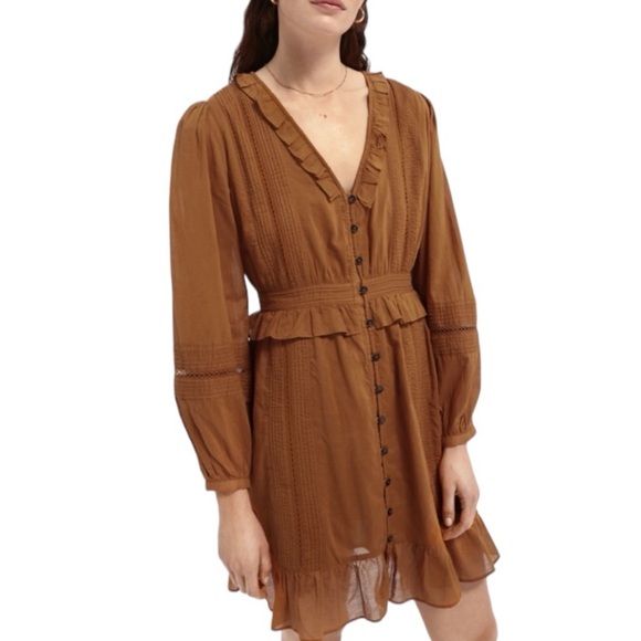 SCOTCH & SODA Sun Ray 100% Organic Cotton Lace Insert Long Sleeve Dress size‎ M - Picture 4 of 13